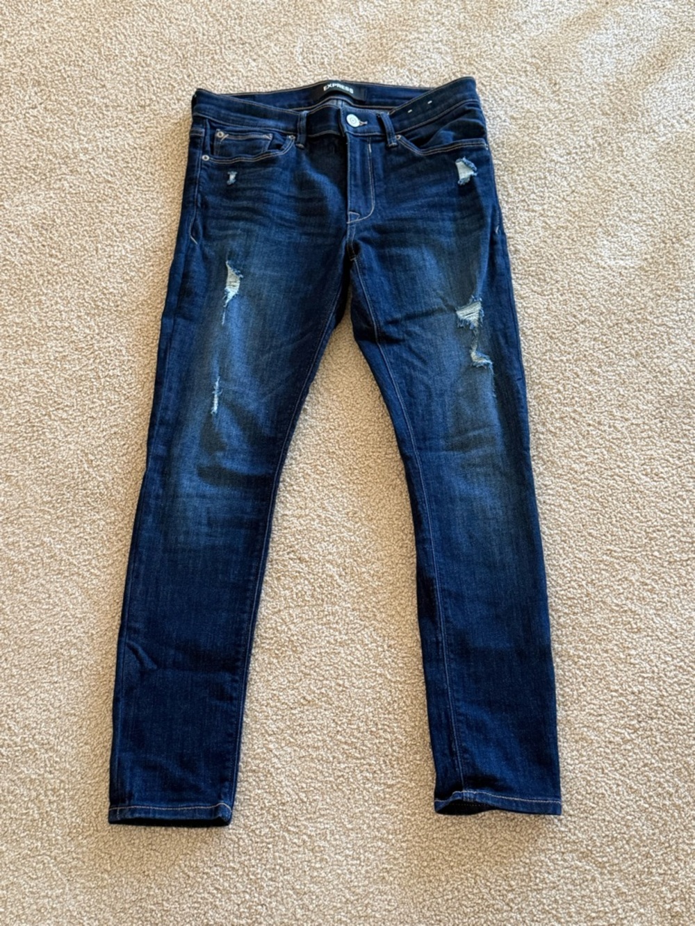 Express Mid Rise Legging Skinny Jeans Dark Wash Distressed Women’s 6 Short